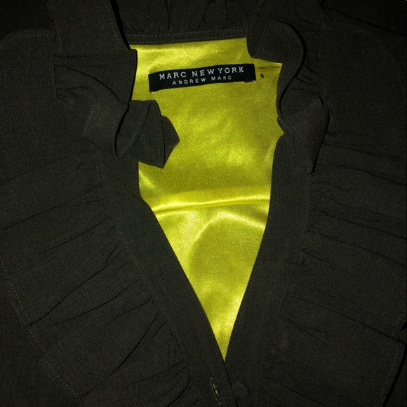 Marc New York Olive green dress w/ruffles - Picture 2 of 2